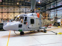 XZ727 @ EGDY - Royal Navy Lynx HAS3 inside Hangar 14, 815 NAS, HQ Small Ships Flight - by Chris Hall