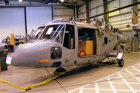 XZ239 @ EGDY - inside Hangar 6 - Lynx heavy maintenance unit, stripped right down to a frame - by Chris Hall