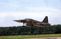K-3035 @ EHTW - Nf-5A fighter of 315 sqn of the Royal Netherlands Air Force landing at Twente air base, 1981 - by Henk van Capelle