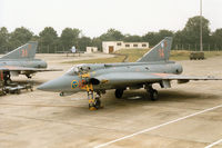 35520 @ EGVA - Another view of the J-35F Draken of F10 Wing Royal Swedish Air Force on the flight-line at the 1994 Intnl Air Tattoo at RAF Fairford. - by Peter Nicholson