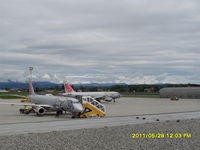 OE-IHB @ LOWG - Together with bigger sister A320 OE-LEC which has just landed from Antalya - by Reichmann Daniel