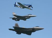 04-4062 - F-22, F-16 and P-51 Heritage Flight over Daytona Beach - by Florida Metal