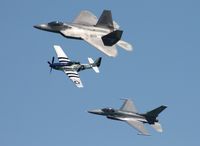 89-2083 - F-16 with F-22 and P-51 over Daytona - by Florida Metal