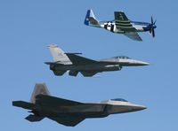 N351DT - Crazy Horse 2 with F-16 and F-22 over Daytona Beach