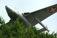 J-1111 @ LSZR - ex Swiss Air Force De Havilland Vampire - by Thomas Ranner