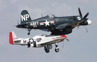 N45NL @ NIP - F-4U and P-51 take off