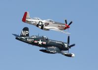 N45NL @ NIP - F4U and P-51 formation - by Florida Metal