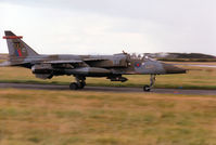 XX965 @ EGQS - Jaguar GR.1A of 16[Reserve] Squadron taxying to Runway 05 at RAF Lossiemouth in September 1994. - by Peter Nicholson