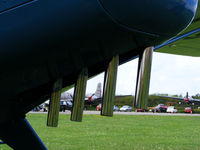 G-BVGT @ EGSX - exhaust pipes on Auster G-BVGT at the Air Britain flyin - by Chris Hall