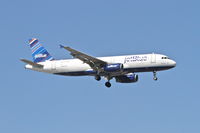 N583JB @ KORD - Jet Blue Airbus A320-232, JBU934 arriving from KLGB, RWY 14R approach KORD. - by Mark Kalfas