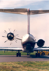 N980DC @ FAB - MD-81 Demo , Farnborough Air Show , 1988 - by Henk Geerlings