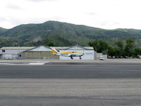 N6423P @ SZP - 1959 Piper PA-24-250 COMANCHE, Lycoming O-540-A1A5 250 Hp, landing Rwy 22 - by Doug Robertson