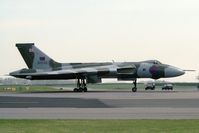 XH558 @ EGXW - Avro Vulcan B2 at RAF Waddington, August 1990. - by Malcolm Clarke