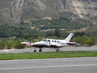 N401CF @ SZP - 1967 Cessna 401, two Continental TSIO-520 Turbocharged 300 Hp each, 8 seats, taxi - by Doug Robertson