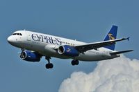5B-DCM @ LOWL - Cyprus Airways Airbus A320-232 final approach to RWY26 - by Janos Palvoelgyi