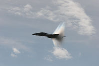 166453 @ KFFC - Super Hornet Demo aircraft performs a high speed pass towards of the end of the show. - by Gregg Stansbery