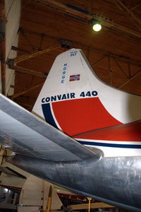 LN-KLK @ ENZV - The tail of the Convair 440 of the Norsk Metropolitan Klubb in the Aviation Museum at Sola airport near Stavanger in Norway. - by Henk van Capelle
