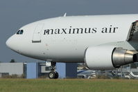 A6-HAZ @ EGGW - Maximus Air's Airbus A300B4-622R, c/n: 837 on the roll at Luton - by Terry Fletcher