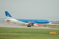G-MIDY @ EGCC - BMI Airbus A320-232 taxiing. - by David Burrell