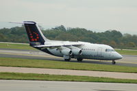 OO-DJP @ EGCC - Brussels Airlines BAE Avro 146-RJ85 taxiing. - by David Burrell