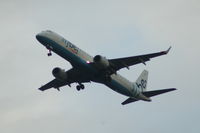 G-FBED @ EGCC - Flybe Embraer ERJ 190-200 LR on approach to Manchester airport. - by David Burrell