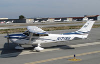 N1219G @ KSQL - Couch Potato LLC (Foster City, CA)  2007 Cessna 182T  running-up engine @ San Carlos, CA - by Steve Nation