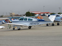 N6147V @ KWVI - 1961 Beech S35 Bonanza in static display @ Watsonville Fly-In - by Steve Nation