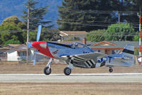 N510TT @ KWVI - T & T Trucking (Lodi, CA) 1944 North American P-51D painted as NL510TT 44-74008 VF-T with red nose landing @ Watsonville Fly-In - by Steve Nation