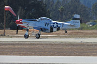 N510TT @ KWVI - T & T Trucking (Lodi, CA) 1944 North American P-51D painted as NL510TT 44-74008 VF-T with red nose rolling out @ Watsonville Fly-In - by Steve Nation