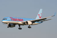 G-OOBB @ EGCC - G-OOBB arriving back at Manchester after being repainted into Thomson colours at Norwich - by Chris Hall