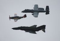 74-0643 @ NIP - QF-4E heritage flight with P-51 and A-10