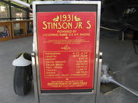 N10833 @ SZP - 1931 Stinson JUNIOR S, Lycoming R680E 215 Hp radial, data card at Aviation Museum of Santa Paula - by Doug Robertson
