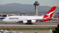 VH-OQB @ KLAX - Qantas Airways Super jumbo.  One of several A380s of the day to arrive at LAX - by speedbrds