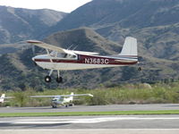 N3683C @ SZP - 1954 Cessna 180, Continental O-470-A 225 Hp, 2nd year of production, C180 won't be called SKYWAGON until 1969 model year, landing Rwy 04 - by Doug Robertson