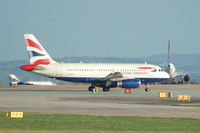 G-EUPY @ EGCC - British Airways Airbus A319 taxiing Manchesetr Airport. - by David Burrell
