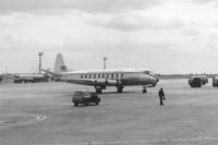 G-ANHF @ EGLL - A BEA Vickers Viscount taxies to stand at Heathrow Airport, London in 1955. - by Harry Longden