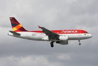 N618MX @ MIA - Avianca A319 landing by El Dorado