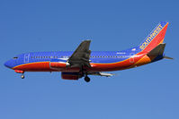 N688SW @ LAS - Southwest Airlines N688SW (FLT SWA1848) from Salt Lake City Int'l (KSLC) on short final to RWY 25R. - by Dean Heald