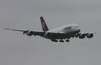 D-AIME @ MIA - Lufthansa A380 landing on runway 9 in heavy rain - by Florida Metal