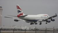 G-BNLX @ MIA - British 747 about to touch down runway 9
