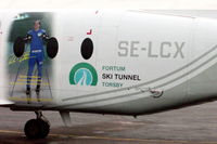 SE-LCX @ EGMC - On apron for ski charter flight. - by Alan Pratt