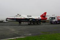 XL612 @ EGFH - The fuselage, etc of former ETPS Hawker Hunter transported from Exeter Airport to Swansea Airport on 8th January 2012. - by Roger Winser