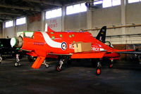 XX292 @ EGOS - former Red Arrows Hawk inside the Aircraft Maintenance & Storage Unit hangar - by Chris Hall