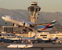 A6-EWD @ LAX - Emirates A6-EWD (FLT UAE216) departing RWY 25R in nice evening light. - by Dean Heald