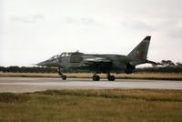 XX829 @ EGQS - Jaguar T.2A of 16(Reserve) Squadron preparing to take-off on Runway 05 at RAF Lossiemouth in September 1994. - by Peter Nicholson