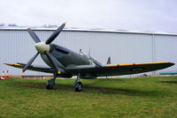PL256 @ EGBG - Replica Spitfire formally displayed at the East Midlands Aeropark, now at Leicester - by Chris Hall