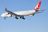 TC-JDM @ KORD - Turkish Airlines Airbus A340-311, THY5 arriving from Istanbul - LTBA / IST, RWY 28 approach KORD - by Mark Kalfas