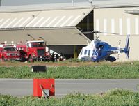 N427MA @ FUL - Parked on the northside near the Fire Department - by Helicopterfriend