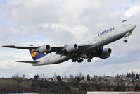 D-ABYA @ KBFI - Seen departing Seattle's Boeing Field was this 747-830 in full Lufthansa colors. - by Joe G. Walker