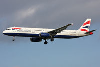 G-EUXL @ EGNT - Airbus A321-231 on approach to Runway 25 at Newcastle Airport, March 2012. - by Malcolm Clarke